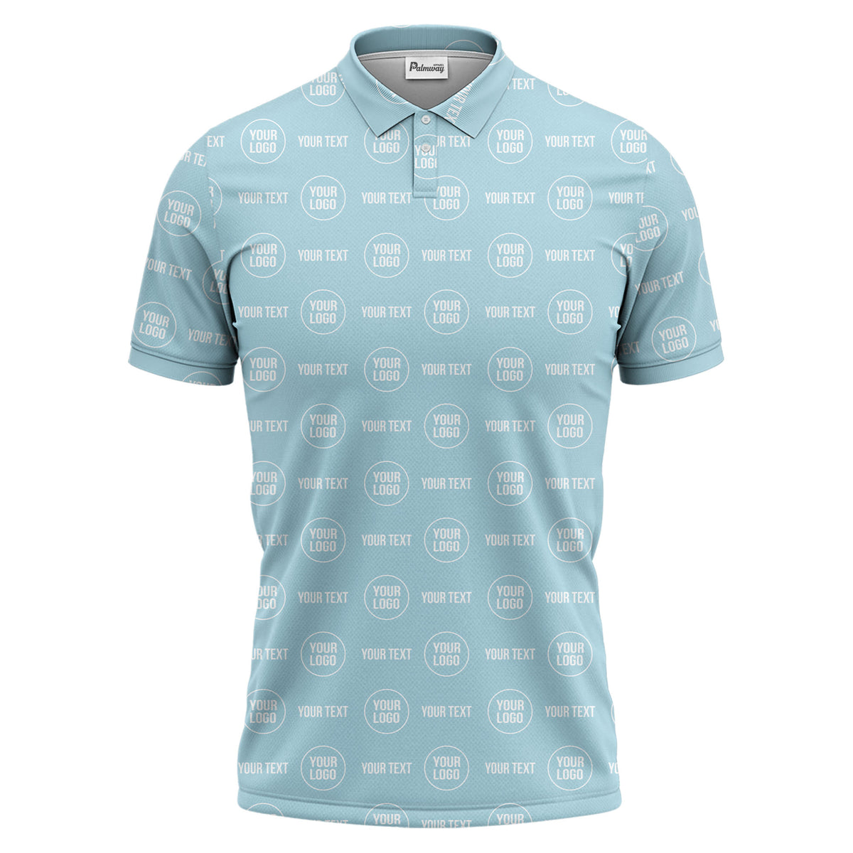 custom logo & text repeat pattern black polo shirt for men
