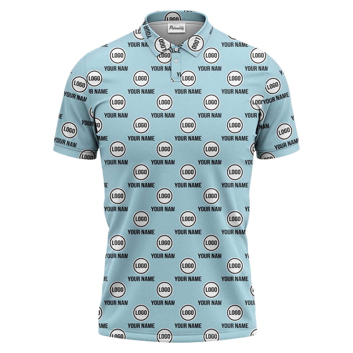 custom name & logo repeat circle pattern black polo shirt