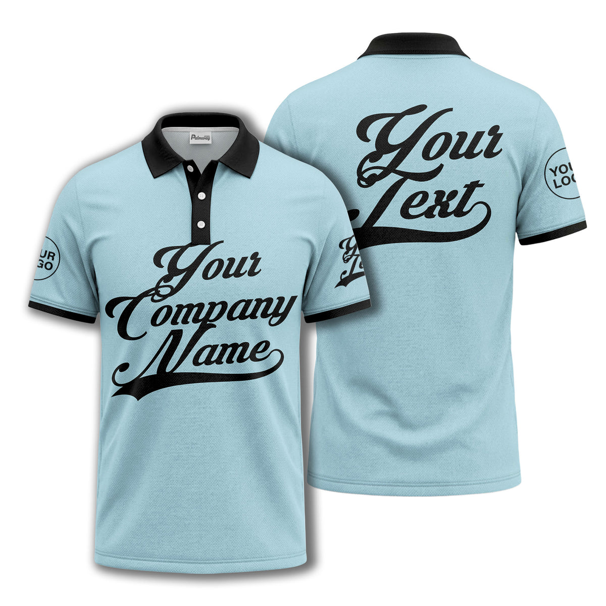 custom script logo corporate casual polo shirt for men