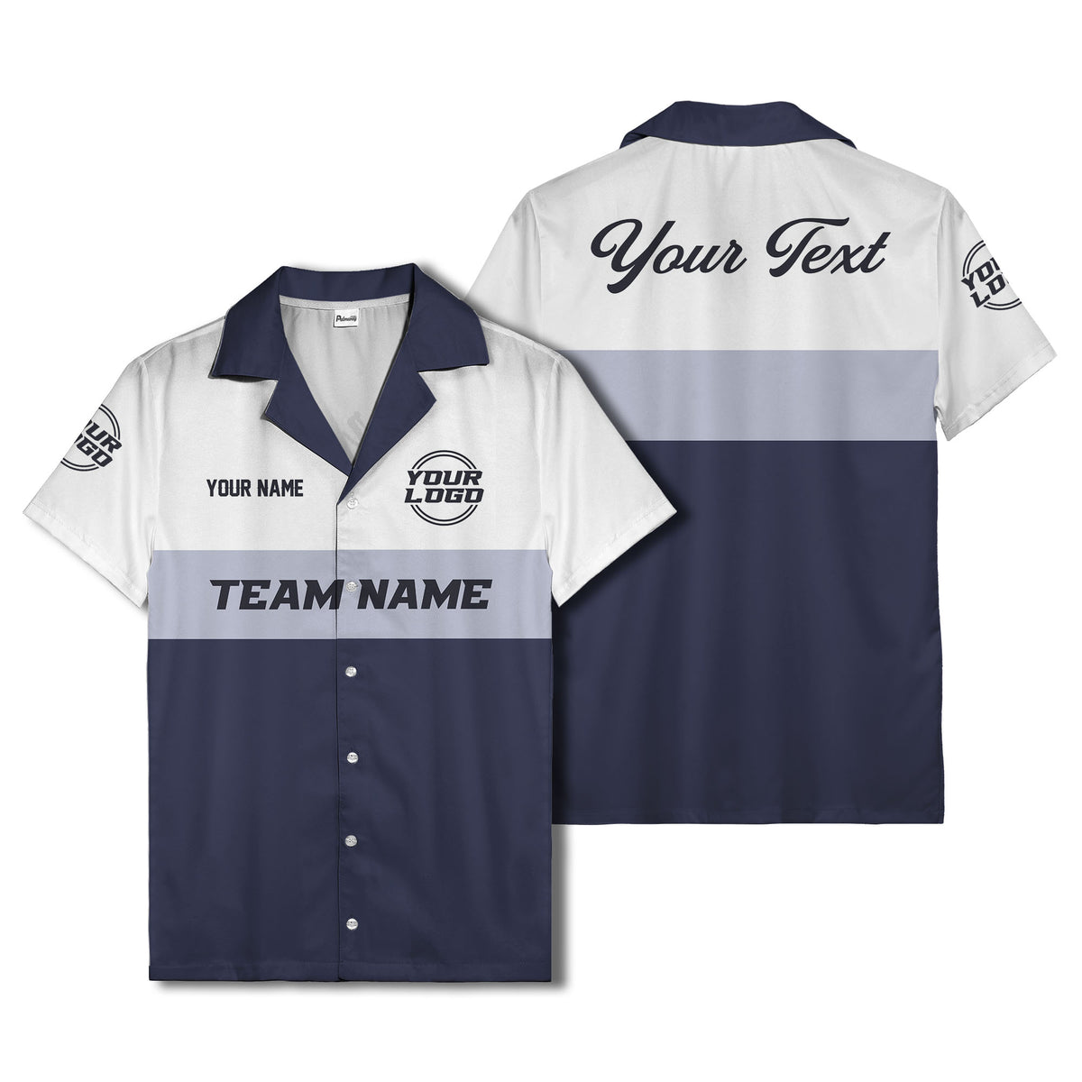 custom team logo & name bowling hawaiian shirt