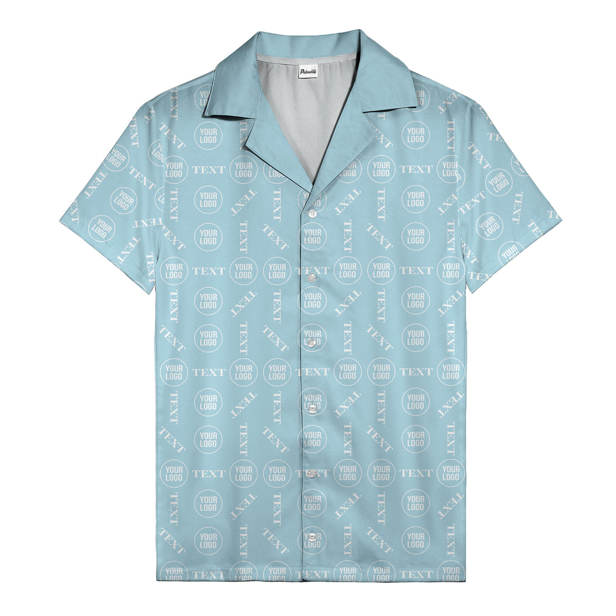 custom text & logo repeat pattern hawaiian shirt
