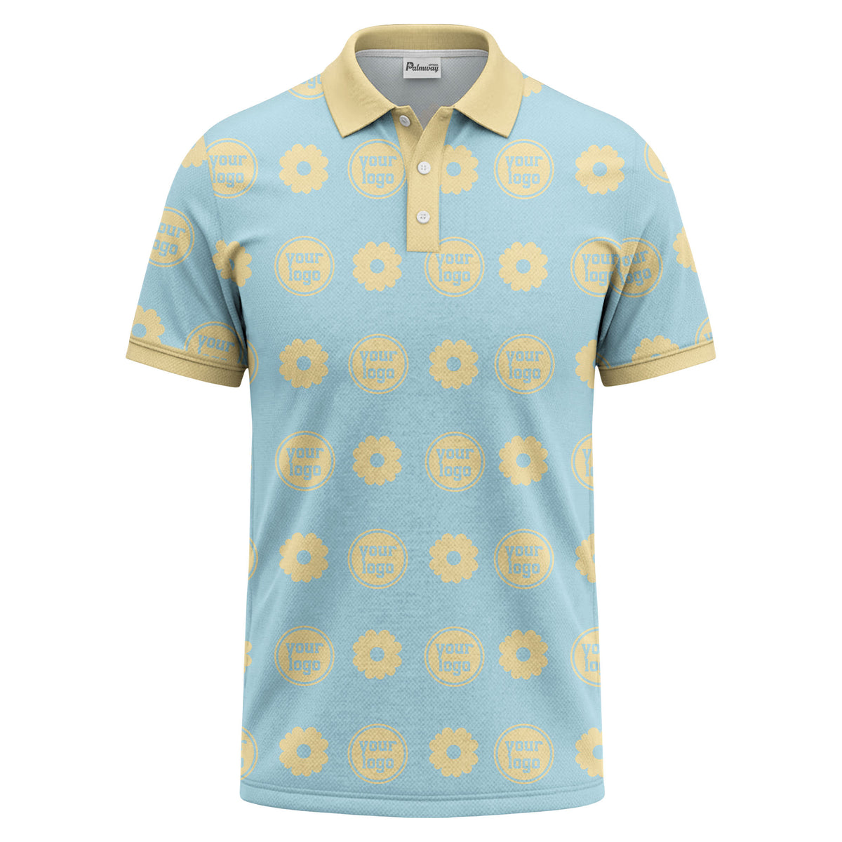 customizable daisy & monogram repeat pattern polo shirt