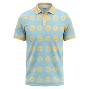 customizable daisy & monogram repeat pattern polo shirt