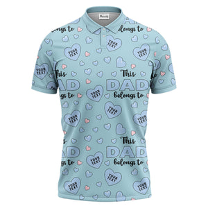 customizable hearts & text father's day all over print polo shirt for men