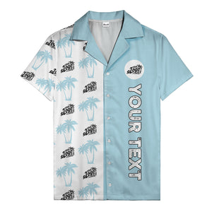 customizable palm tree & personalized text tropical green hawaiian shirt for vacation