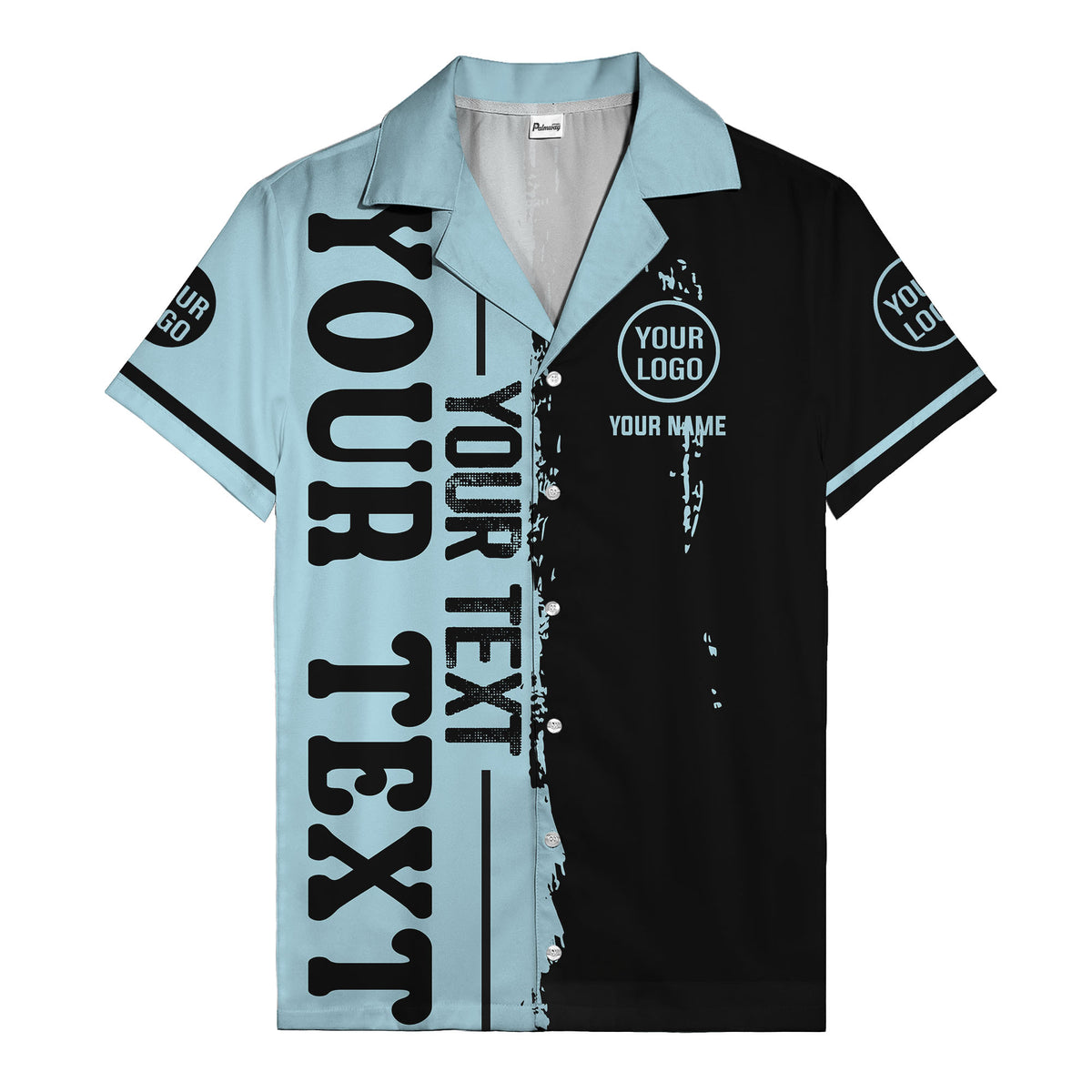customizable text logo circle personalized hawaiian shirt