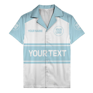 customizable text & logo horizontal stripe bowling hawaiian shirt