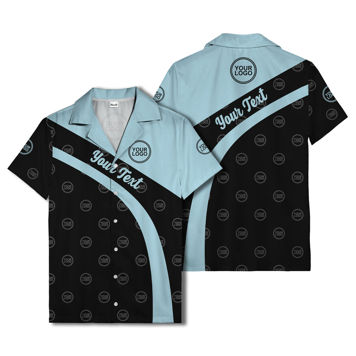 diagonal black stripe custom logo personalized hawaiian shirt