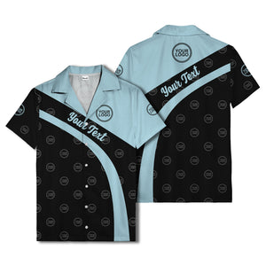 diagonal black stripe custom logo personalized hawaiian shirt