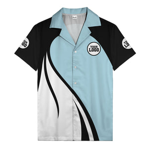 diagonal stripe custom logo retro bowling hawaiian shirt