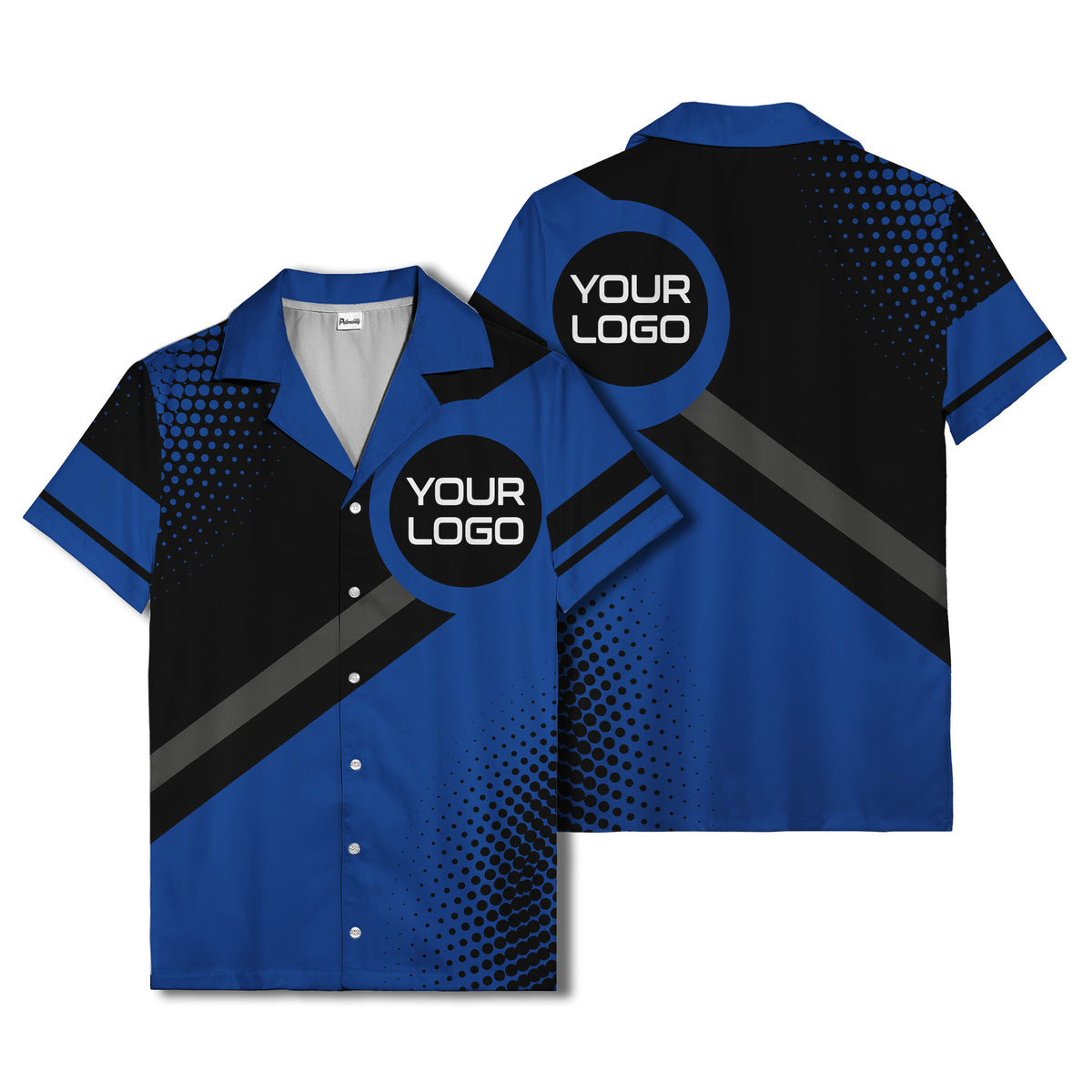 diagonal stripe logo modern hawaiian shirt