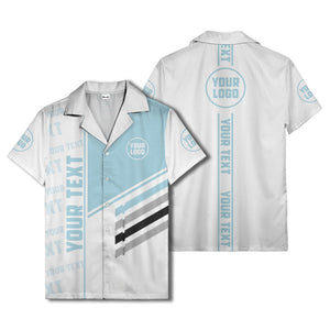diagonal stripes custom logo repeat graphic hawaiian shirt