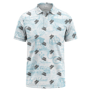 eiffel tower & airship sketched landmark polo shirt for men