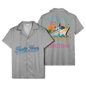 family name script & logo circle personalized hawaiian shirt
