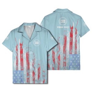 fiery bald eagle & stars stripes hawaiian shirt for men