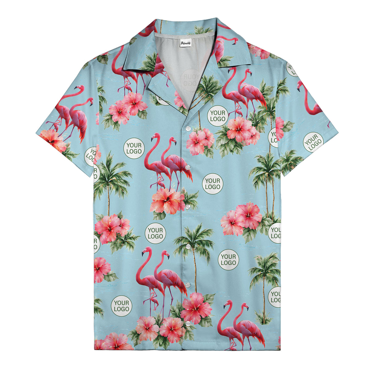 flamingo silhouettes palm trees hibiscus hawaiian shirt for men