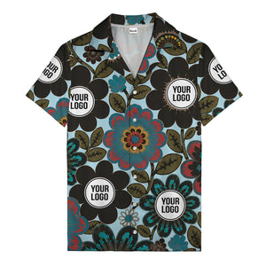 floral mandala & custom logo circle hawaiian shirt for men