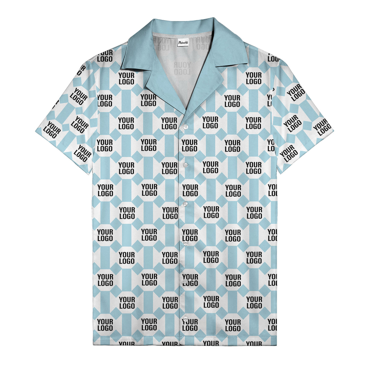 geometric grid logo repeat pattern modern graphic hawaiian shirt