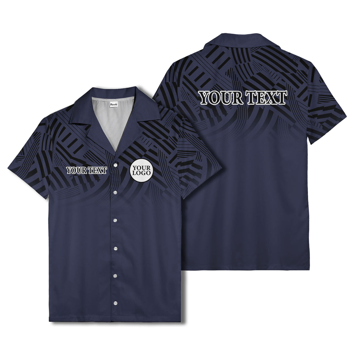 geometric waves & stripes abstract hawaiian shirt for men