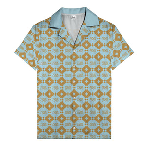 gold mon diamond lattice monogram hawaiian shirt for men