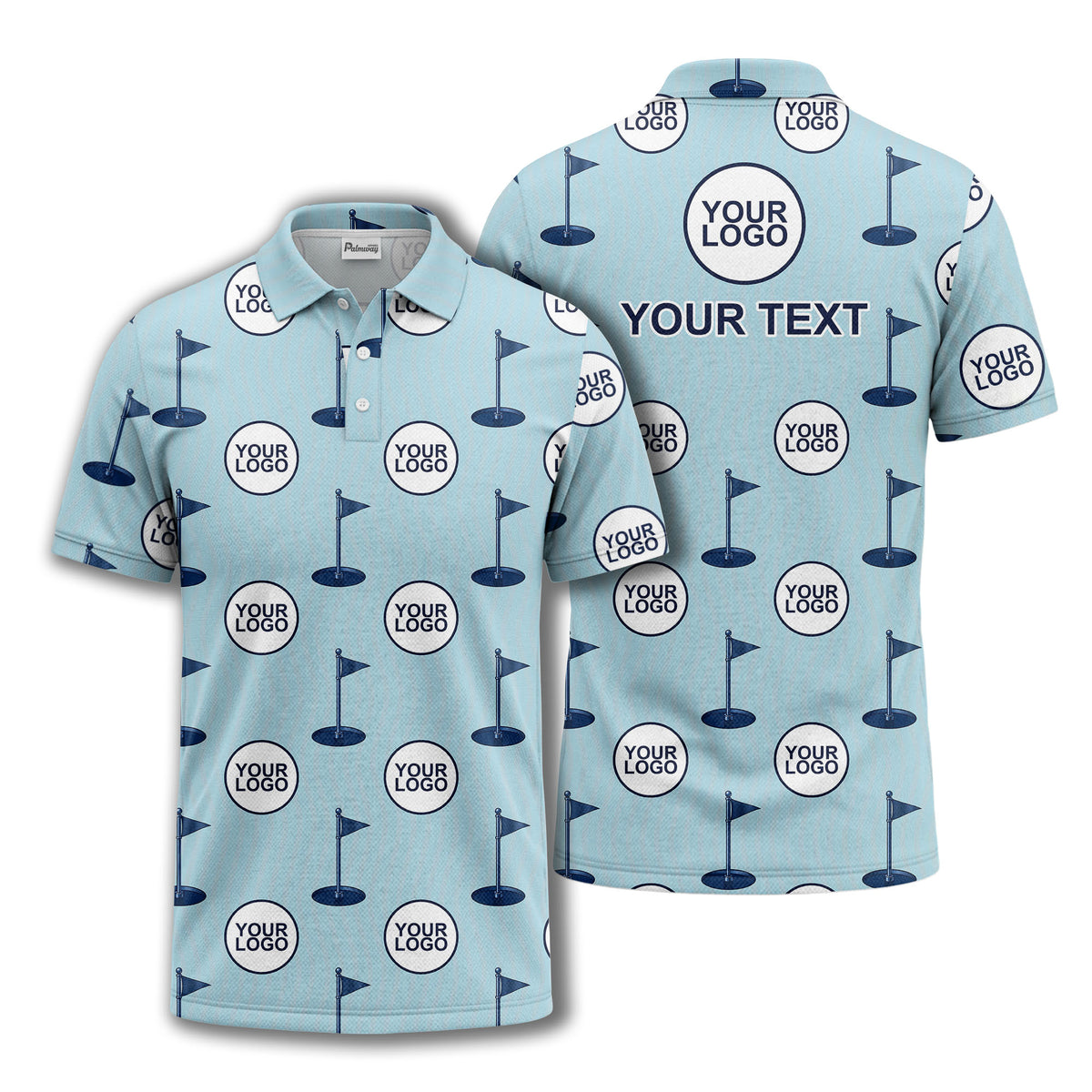 golf flag logo repeat pattern country club golf polo shirt