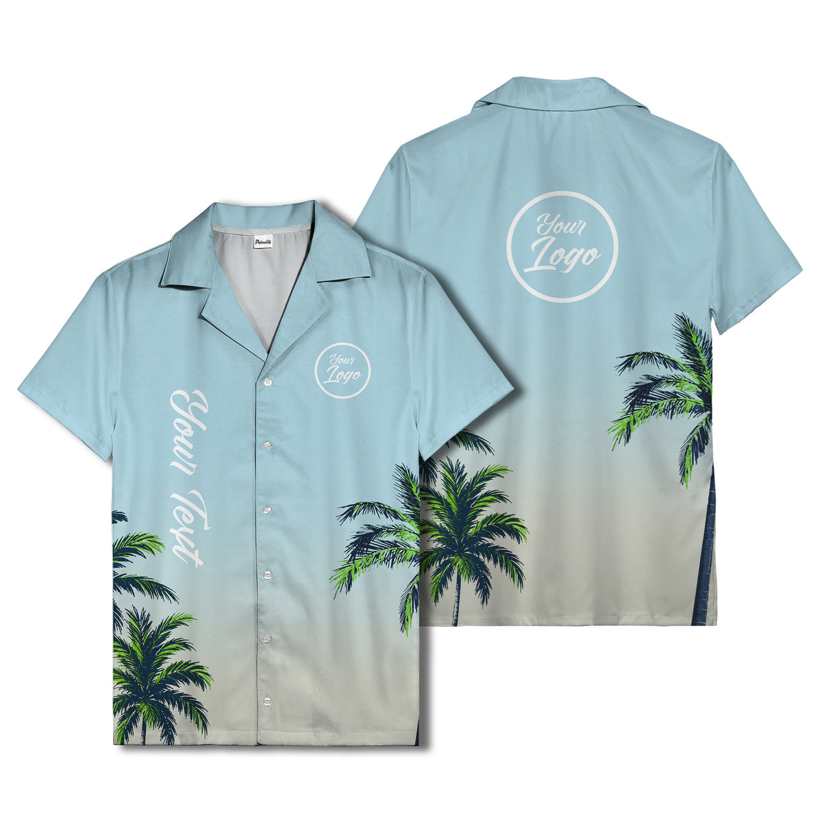 gradient palm tree silhouettes custom text hawaiian shirt for men