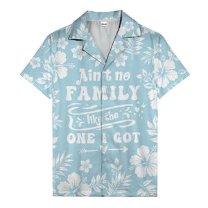 graphic white hibiscus & leaf family tribute hawaiian shirt