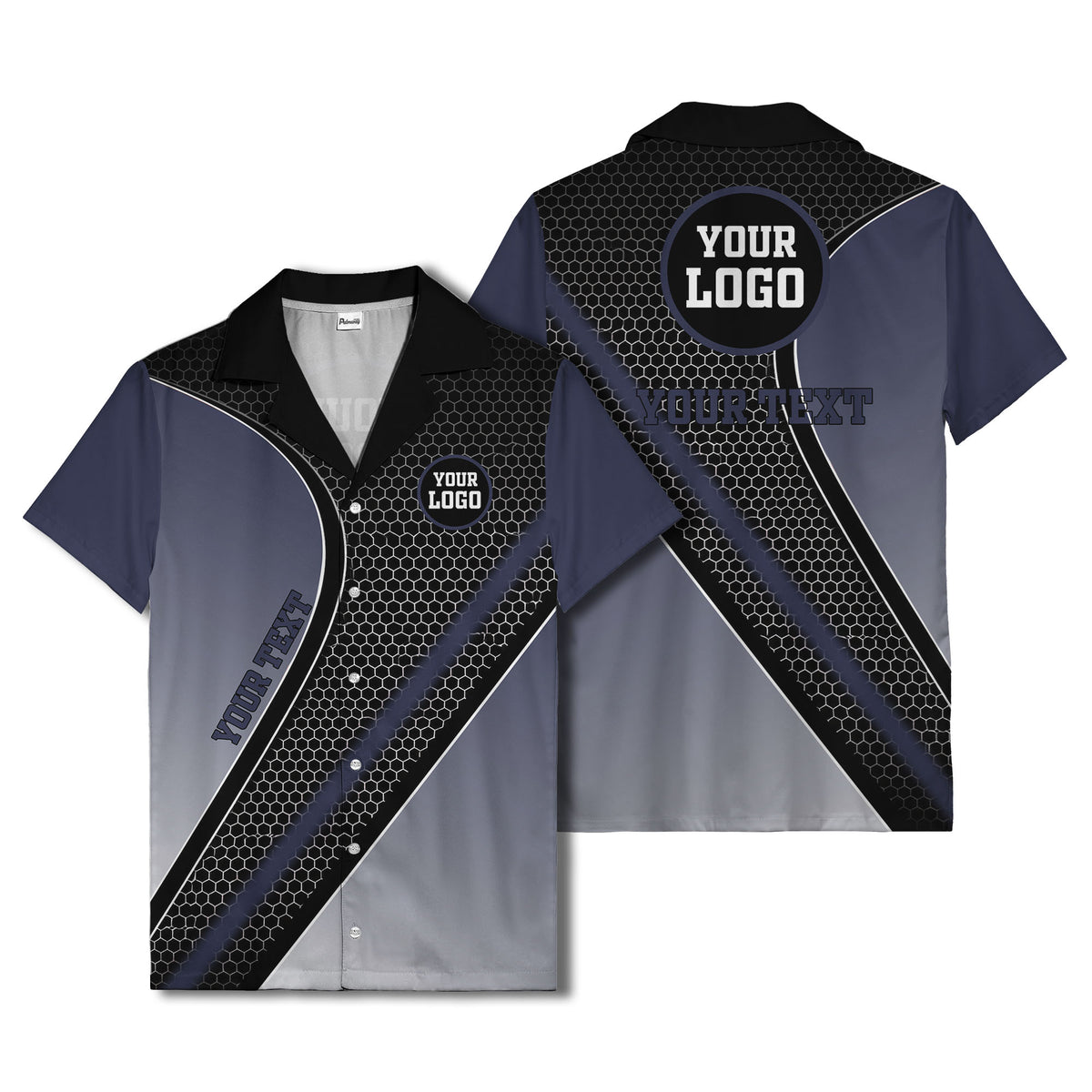 hexagon & diagonal stripe geometric hawaiian shirt for men