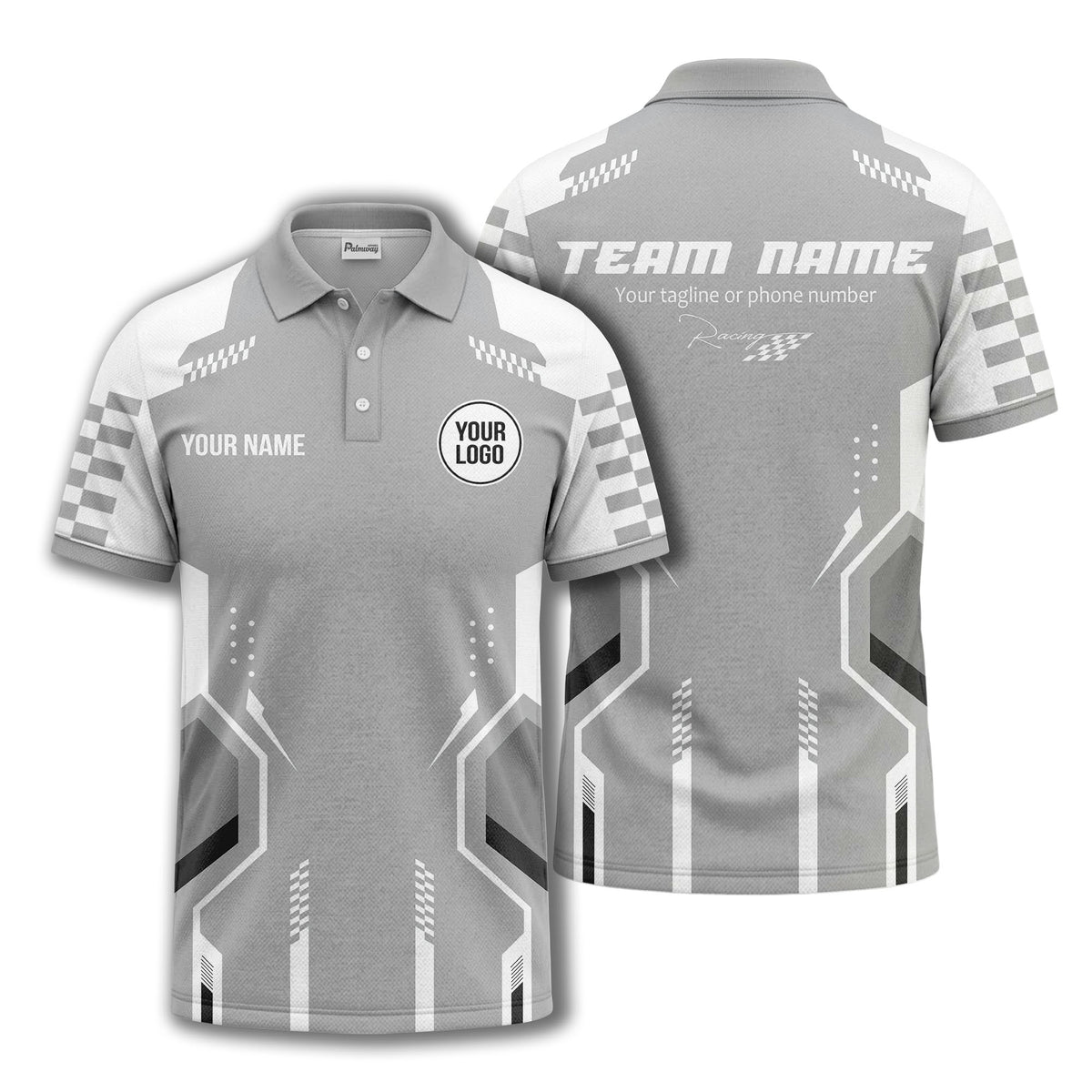 hexagonal checkerboard dots & lines modern geometric polo shirt