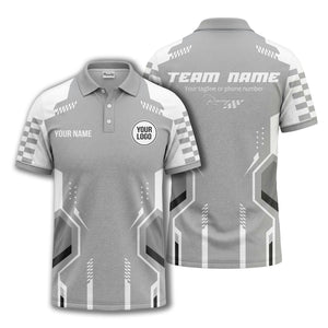 hexagonal checkerboard dots & lines modern geometric polo shirt