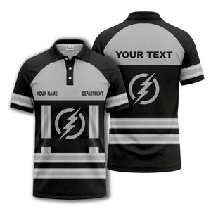 lightning bolt emblem & stripes corporate polo shirt