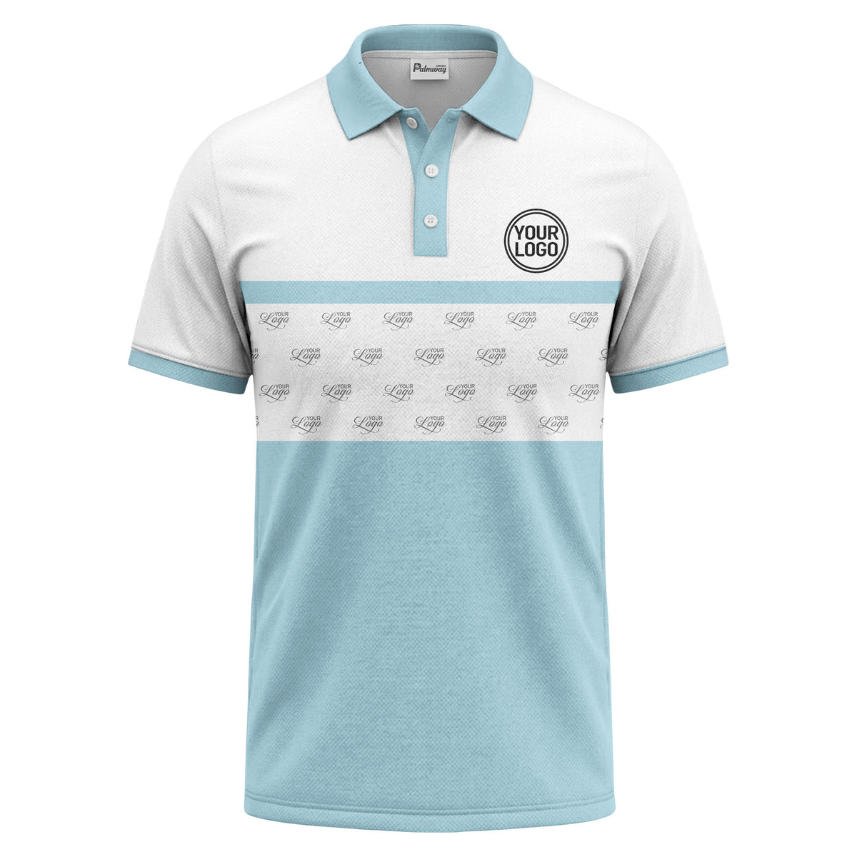 monochrome custom logo repeat stripe polo shirt for men
