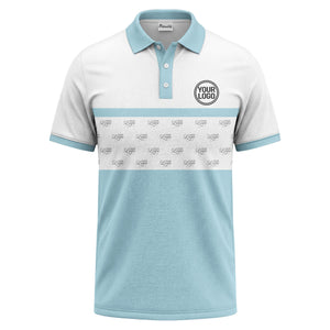 monochrome custom logo repeat stripe polo shirt for men