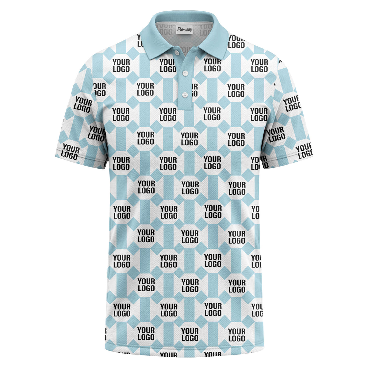 monochrome hexagon repeat custom logo geometric polo shirt for men