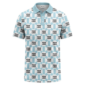 monochrome hexagon repeat custom logo geometric polo shirt for men