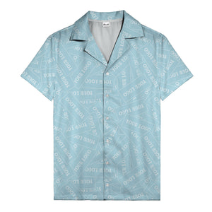 monochrome your logo repeat text graphic hawaiian shirt for men