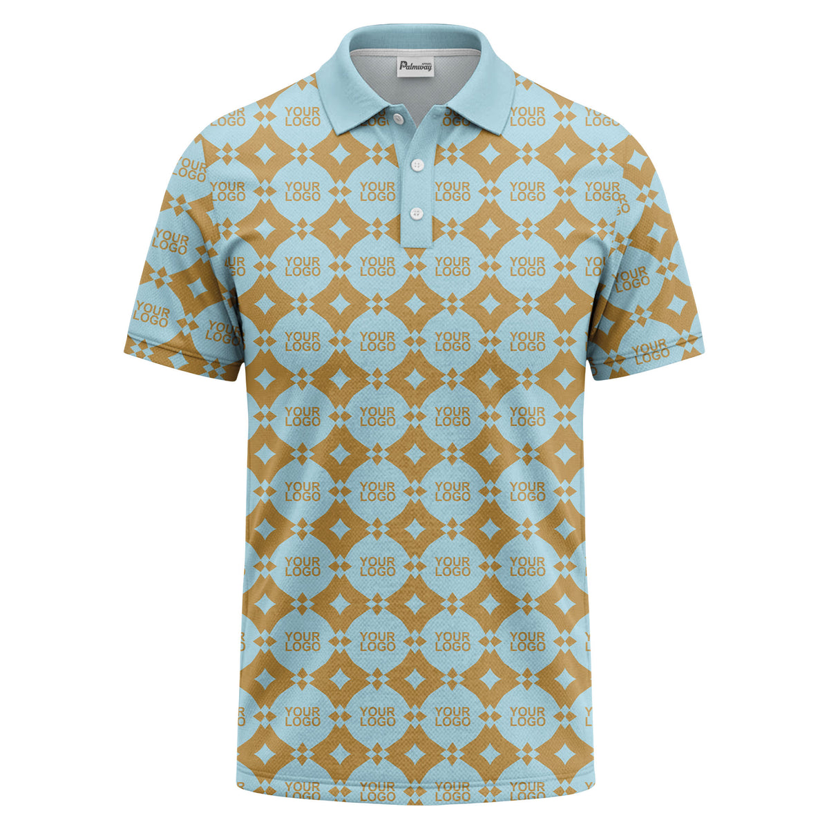 monogrammed gold black diamond repeat luxury polo shirt