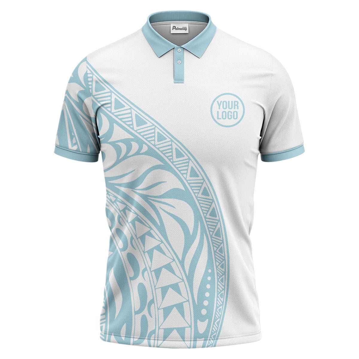 polynesian tribal tattoo geometric triangles black white polo shirt for men