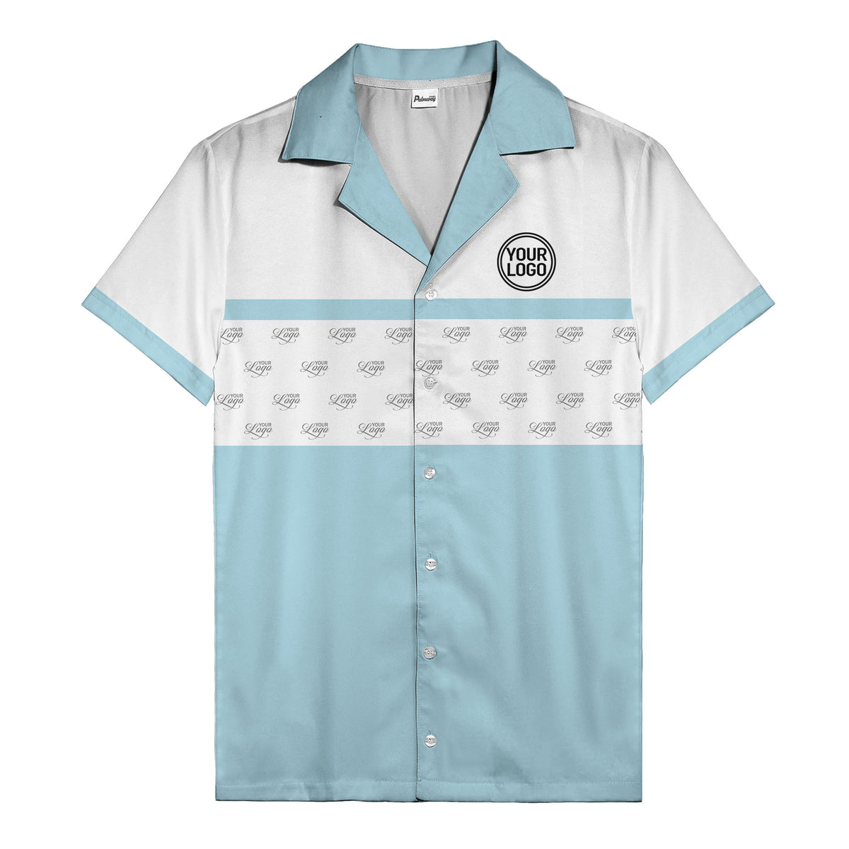 retro bowling custom logo repeat hawaiian shirt for men