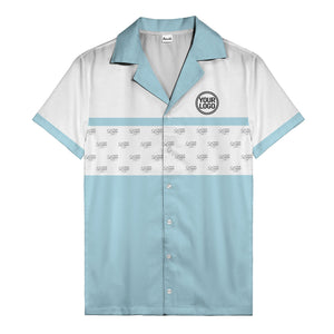 retro bowling custom logo repeat hawaiian shirt for men
