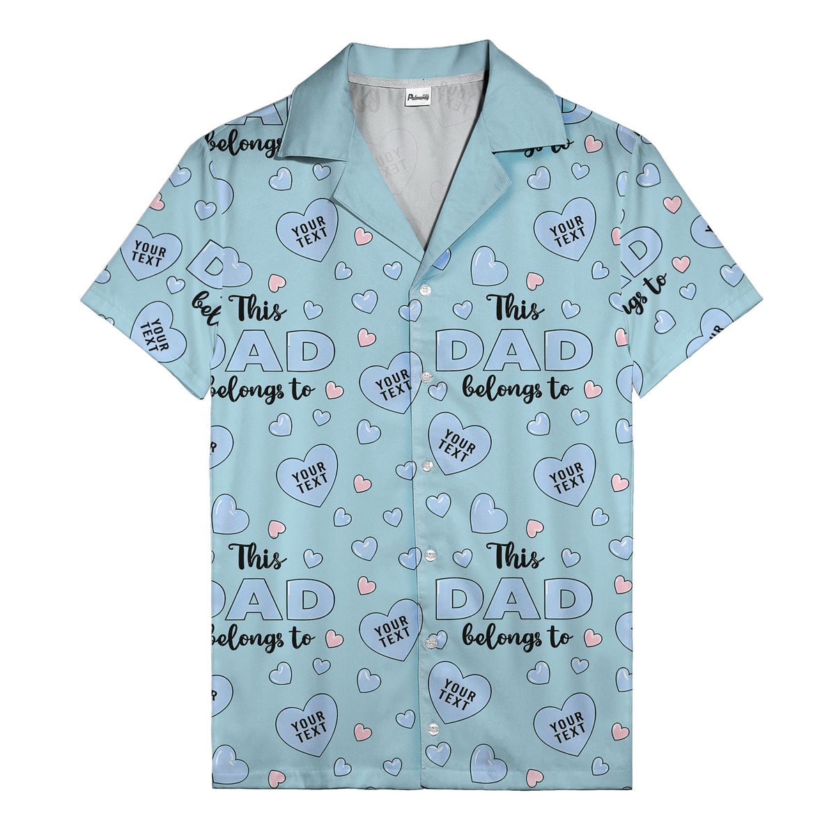 watercolor hearts & custom names hawaiian shirt for dad, navy blue