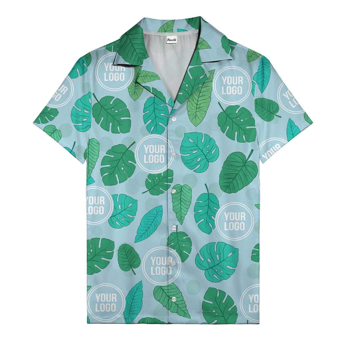 watercolor monstera leaf repeat & signature logo hawaiian shirt