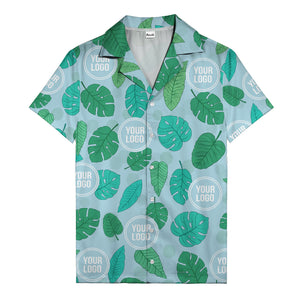 watercolor monstera leaf repeat & signature logo hawaiian shirt