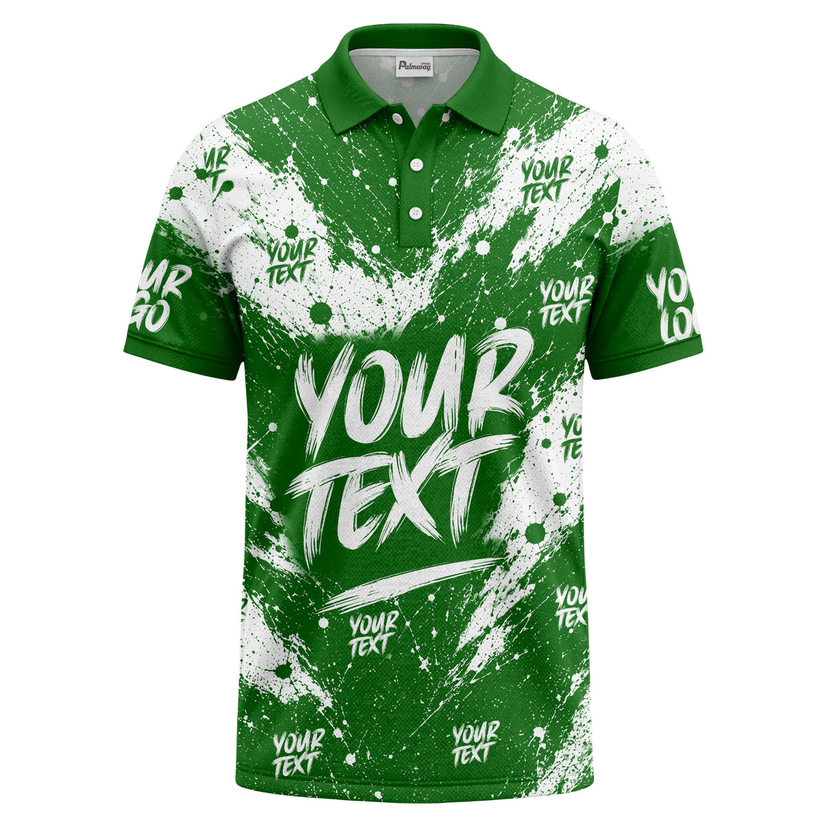 abstract splatter paint with customizable text artistic polo shirt