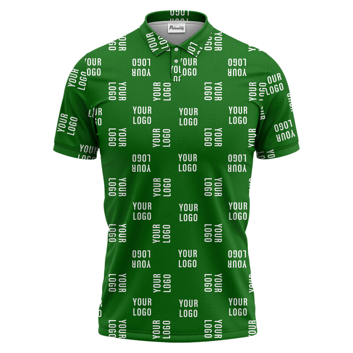 black repeat custom logo text pattern polo shirt for men