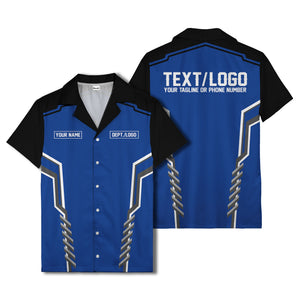 bowling team stripe name box hawaiian shirt for men
