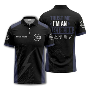 circuit board lightning bolt graphic modern tech polo shirt