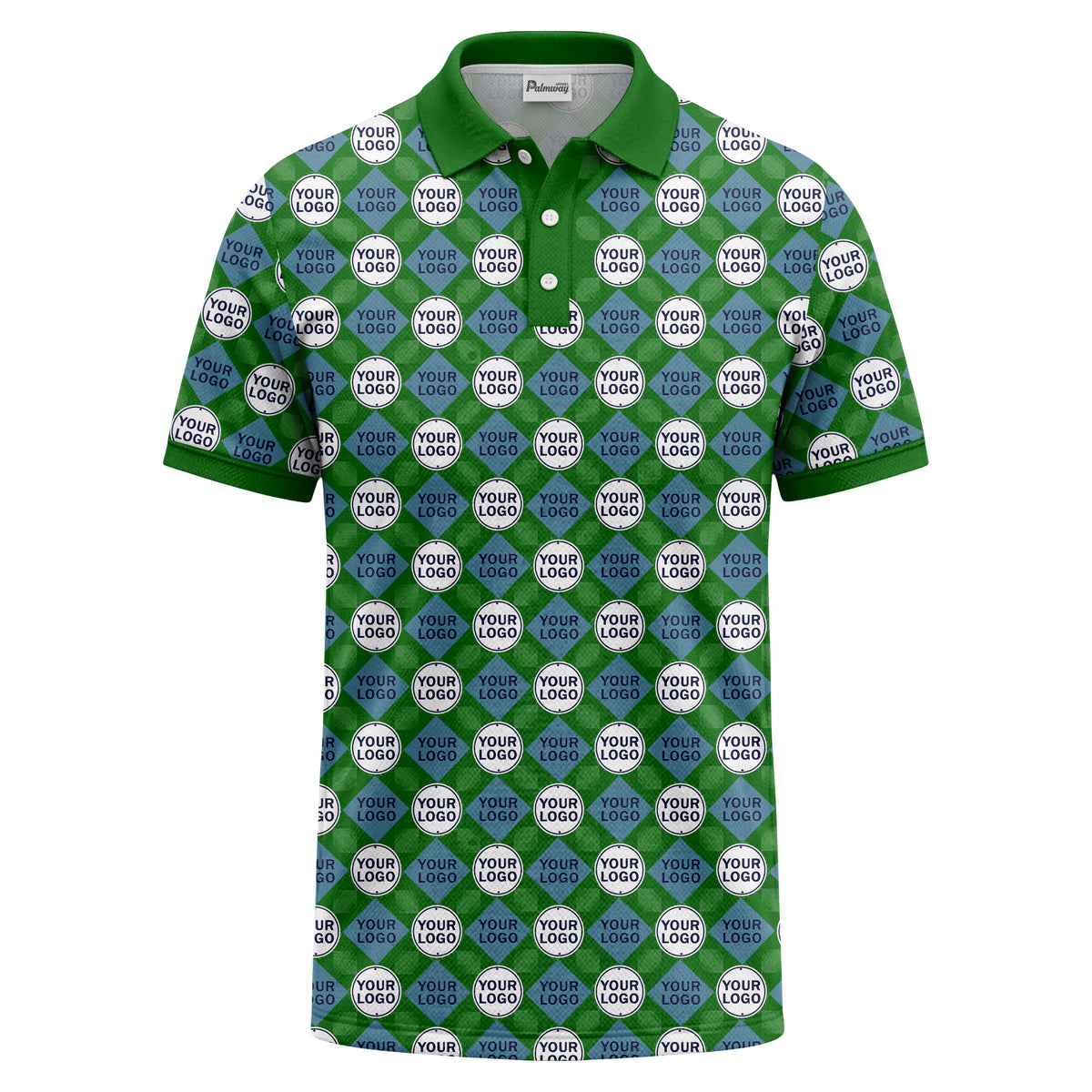 custom diamond grid circular logos polo shirt for men