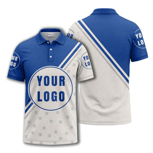 custom logo circles & diagonal stripes all over print polo shirt