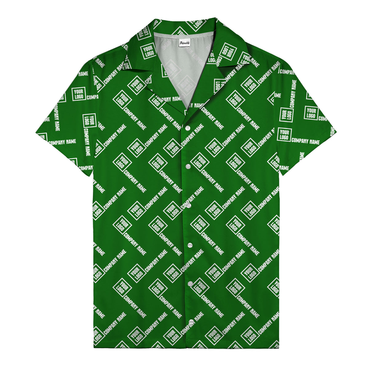 custom logo & company name repeat black hawaiian shirt for men